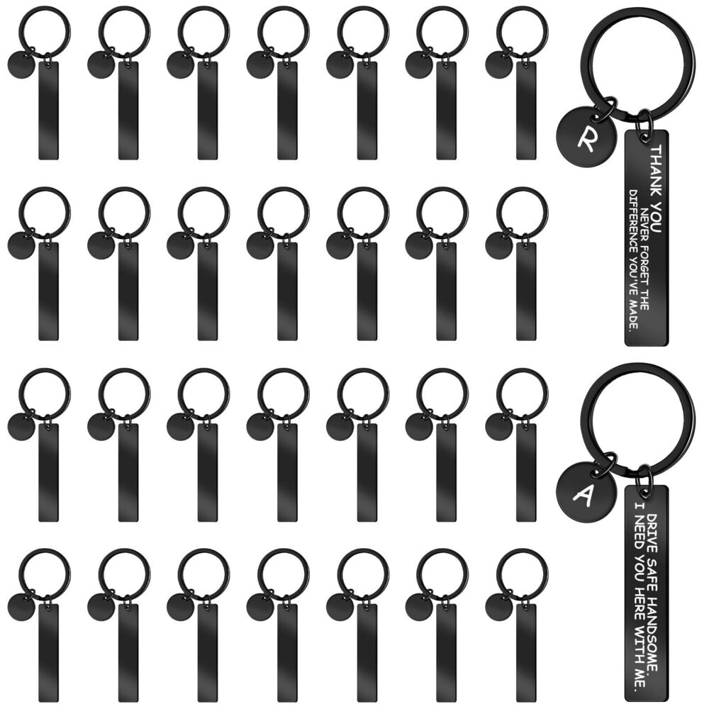 4433 30 Pcs Laser Engraving Stainless Steel Keychain Blanks Engravable